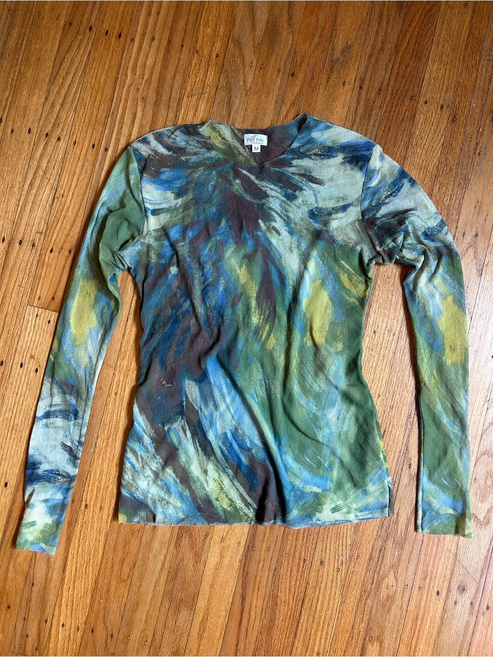 Mesh Green Multi-Color Long-Sleeve Tee - Picture 8 of 9
